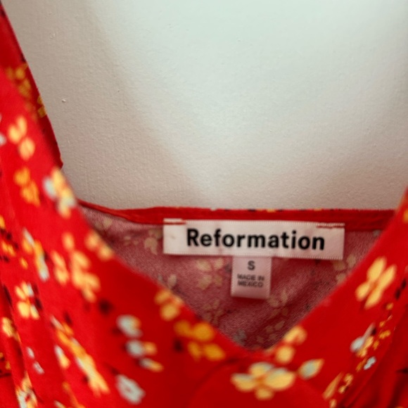 Reformation Red Floral print bias cut sleeveless dress - Picture 3 of 3
